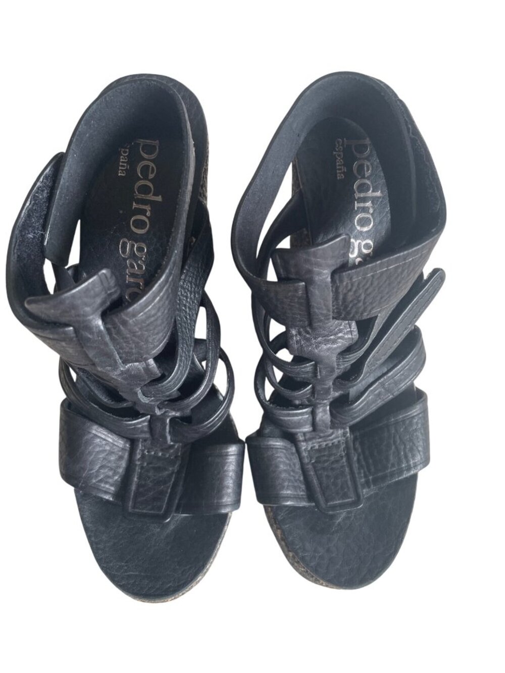 Pedro Garcia Taylin Texture Tweed Wedge Gladiator Leather Sandals Women's 38 7.5 - Picture 3 of 10